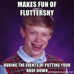 Size: 300x300 | Tagged: safe, fluttershy, g4, bad luck brian, exploitable meme, fail troll, image macro, meme, op is a duck, op is trying to start shit, troll