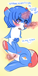 Size: 500x1000 | Tagged: safe, artist:ladilol, oc, oc only, oc:peachy prose, pony, ask, flank, male, questions-for-peachy, stallion, tickling, tumblr