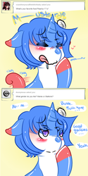 Size: 500x1000 | Tagged: safe, artist:ladilol, oc, oc only, oc:peachy prose, ask, male, questions-for-peachy, solo, tumblr