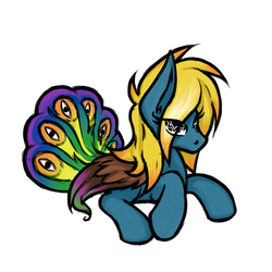 Size: 500x500 | Tagged: safe, artist:trippiehippie, oc, oc only, bird, bird pone, peacock, pony, buraq, solo