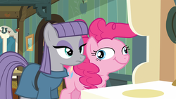 Size: 1920x1080 | Tagged: safe, screencap, maud pie, pinkie pie, earth pony, pony, g4, maud pie (episode), season 4, :t, derp, didney worl, duo, face, faic, female, great moments in animation, mare, pinkie pie is best facemaker, ponk, ponkie poy, smear frame, smiling, wallpaper, wat