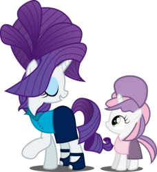 Size: 9227x10104 | Tagged: safe, artist:atomicmillennial, rarity, sweetie belle, pony, unicorn, g4, absurd resolution, alternate hairstyle, bouffant, clothes, female, filly, foal, mare, simple background, sisters, transparent background, vector