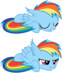 Size: 1250x1448 | Tagged: safe, artist:imageconstructor, rainbow dash, bat pony, pony, g4, bat ponified, cute, dashabetes, fangs, female, filly, filly rainbow dash, race swap, rainbowbat, simple background, sleeping, solo, svg, transparent background, vector, younger