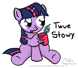 Size: 740x648 | Tagged: safe, artist:muffinexplosion, twilight sparkle, pony, g4, assisted hoof hold, crazy straw, cup, cute, female, filly, filly twilight sparkle, hoof hold, meme, parody, ponified, ponified meme, rage face, solo, straw, tape, true story, twiabetes, younger