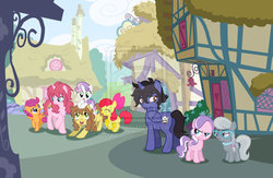 Size: 3028x1980 | Tagged: safe, artist:sapphiregamgee, apple bloom, diamond tiara, scootaloo, silver spoon, sweetie belle, alicorn, earth pony, pegasus, pony, unicorn, g4, chantal strand, christina sierra, crossover, cutie mark crusaders, feldt grace, gn-001 gundam exia, gundam, gundam 00, gundam exia, mobile suit gundam 00, ponified, setsuna f. seiei, shannon chan-kent, voice actor joke