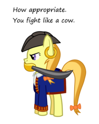 Size: 1313x1638 | Tagged: safe, artist:fetchbeer, pony, g4, guybrush threepwood, monkey island, monkey island series, mouth hold, ponified, show accurate, simple background, solo, sword