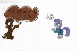 Size: 2576x1704 | Tagged: safe, artist:frikdikulous, maud pie, oc, g4, maud pie (episode), my little pony: friendship is magic, ask, askstickinthemaudpie, colored, painting, simple background, sketch, tumblr