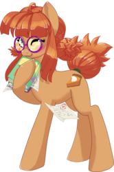 Size: 1024x1539 | Tagged: safe, artist:pyoo-kee-pony, oc, oc only, oc:pumpkinpie, cute, dark skyes, glasses, pumpkin pie, solo