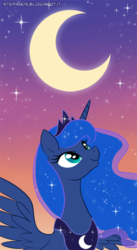 Size: 400x731 | Tagged: safe, artist:stepandy, princess luna, g4, crescent moon, female, moon, solo, twilight (astronomy)