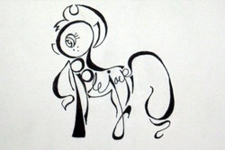 Size: 853x569 | Tagged: safe, artist:whiteheather, applejack, g4, female, monochrome, solo