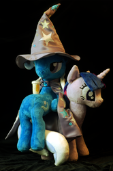 Size: 2000x3008 | Tagged: safe, artist:whiteheather, trixie, twilight sparkle, g4, high res, irl, photo, plushie