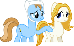 Size: 1654x1016 | Tagged: safe, artist:leapingriver, comforting, corey powell, finn hat, merriwether williams, ponified, simple background, transparent background, vector, writing staff