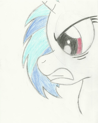 Size: 532x673 | Tagged: safe, artist:crunchpony, dj pon-3, vinyl scratch, g4, female, solo, traditional art