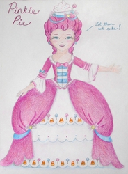 Size: 1504x2044 | Tagged: safe, artist:whiteheather, pinkie pie, human, g4, female, humanized, rococo, solo, traditional art