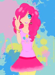 Size: 2147x2895 | Tagged: safe, artist:murasakirein, pinkie pie, human, g4, female, high res, humanized, solo