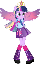 Size: 1024x1636 | Tagged: dead source, safe, artist:theshadowstone, twilight sparkle, alicorn, equestria girls, g4, colored wings, crown, cute, element of magic, female, gradient wings, grin, jewelry, multicolored wings, rainbow power, rainbow power-ified, rainbow wings, regalia, simple background, smiling, solo, spread wings, transparent background, twilight sparkle (alicorn), wingding eyes, wings