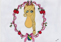 Size: 6911x4752 | Tagged: safe, artist:angel-gotic, applejack, g4, absurd resolution, female, portrait, solo, traditional art, zap apple