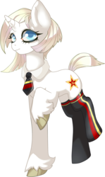 Size: 1024x1715 | Tagged: safe, artist:pyoo-kee-pony, oc, oc only, oc:sminka, pony, unicorn, clothes, communism, dark skyes, simple background, socks, solo, soviet union, transparent background, unshorn fetlocks