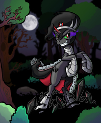 Size: 708x860 | Tagged: safe, artist:black-nocturne, king sombra, g4, antagonist, crystal, dark, forest, male, moon, night, solo, sombra's cutie mark