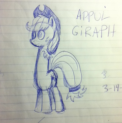 Size: 604x609 | Tagged: safe, artist:pyrodianbrony, artist:pyrux, applejack, earth pony, pony, g4, doodle, drawing, female, funny, lined paper, random, silly, silly pony, solo, traditional art