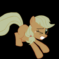 Size: 1024x1024 | Tagged: safe, artist:drakmire, applejack, g4, female, one eye closed, simple background, solo