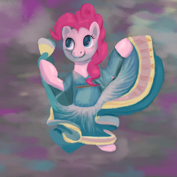 Size: 1000x1000 | Tagged: safe, artist:drakmire, pinkie pie, g4, clothes, dress, fan, female, gypsy pie, solo