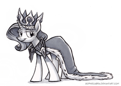 Size: 680x482 | Tagged: safe, artist:kenket, artist:spainfischer, princess platinum, rarity, pony, g4, hearth's warming eve (episode), dressup, female, hearth's warming eve, monochrome, solo