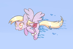 Size: 1500x1000 | Tagged: safe, artist:joycall6, derpy hooves, pegasus, pony, g4, female, flying, mail, mare, saddle bag, solo