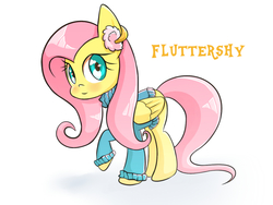 Size: 1200x900 | Tagged: safe, artist:joycall6, fluttershy, g4, bottomless, clothes, earmuffs, female, partial nudity, solo, sweater, sweatershy
