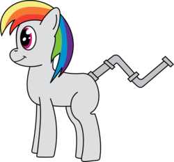 Size: 982x914 | Tagged: artist needed, safe, oc, oc only, hybrid, magical inanimate object spawn, offspring, parent:kitchen sink, parent:rainbow dash, parents:rainbowsink, solo, wat