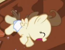 Size: 222x171 | Tagged: safe, screencap, pound cake, pony, baby cakes, g4, baby, baby pony, cute, diaper, diapered, diapered colt, eyes closed, happy, happy baby, jumping, male, one month old colt, open mouth, playful, smiling, solo, white diaper