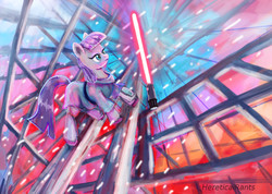 Size: 1806x1287 | Tagged: safe, artist:hereticalrants, maud pie, g4, maud pie (episode), darth maud, female, jedi, lightsaber, sith, solo, star wars