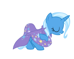 Size: 2500x2000 | Tagged: safe, artist:navitaserussirus, trixie, pony, unicorn, g4, bowing, cape, clothes, eyes closed, female, hat, high res, hoof hold, mare, simple background, smiling, solo, transparent background, trixie's cape, trixie's hat, vector