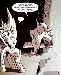 Size: 617x753 | Tagged: safe, idw, official comic, princess celestia, star swirl the bearded, g4, spoiler:comic, spoiler:comic17, magic mirror, reflections star swirl