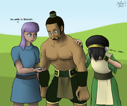 Size: 1800x1500 | Tagged: safe, artist:bossboi, boulder (g4), maud pie, human, g4, avatar the last airbender, crossover, humanized, the boulder, toph bei fong