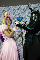 Size: 666x1001 | Tagged: safe, artist:bellatrixblacklovett, princess cadance, queen chrysalis, human, g4, cosplay, irl, irl human, photo