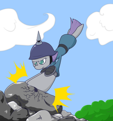 Size: 1473x1582 | Tagged: safe, artist:thepiplup, maud pie, earth pony, pony, g4, maud pie (episode), female, helmet, pickelhaube, solo