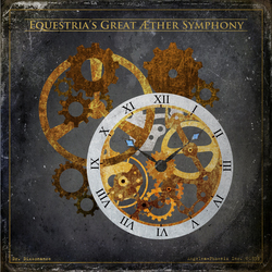 Size: 4500x4500 | Tagged: safe, artist:angelea-phoenix, artist:sitrirokoia, absurd resolution, album, album cover, drdissonance, equestria's great æther symphony, music, old, orchestra, record, steampunk