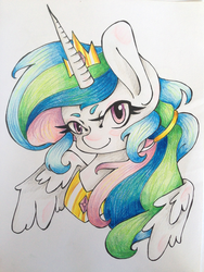 Size: 2448x3264 | Tagged: safe, artist:sk-ree, princess celestia, g4, female, high res, portrait, solo, traditional art