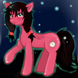 Size: 1024x1024 | Tagged: safe, artist:moekonya, oc, oc only, oc:macdolia, earth pony, pegasus, pony, clipped wings, digital art, pigtails, solo