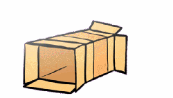 Size: 575x328 | Tagged: safe, artist:moekonya, oc, oc only, oc:macdolia, earth pony, pony, animated, box, pigtails, ponies in a box, sliding ponies, solo