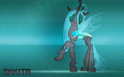 Size: 1920x1200 | Tagged: safe, artist:3luk, artist:ekkitathefilly, queen chrysalis, changeling, changeling queen, g4, crown, eyes closed, female, jewelry, pose, regalia, solo, vector, wallpaper