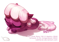 Size: 500x360 | Tagged: safe, artist:nattherat, cheerilee, g4, female, filly, simple background, sleeping, solo, younger