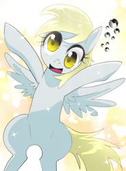 Size: 600x814 | Tagged: safe, artist:yukina-namagaki, derpy hooves, pegasus, pony, g4, bubble, cutie mark, derpy's cutie mark, female, looking at you, mare, solo