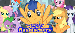Size: 1334x598 | Tagged: safe, artist:lucasdragonlover, applejack, flash sentry, fluttershy, pinkie pie, rainbow dash, rarity, spike, twilight sparkle, pony, unicorn, g4, angry, applejack is not amused, comedy, confused, everybody hates chris, everybody hates flash sentry, flashabuse, fluttershy is not amused, mane seven, mane six, manehattan, one of these things is not like the others, parody, rainbow dash is not amused, rarity is not amused, sad, shrug, twilight sparkle is not amused, unamused, unicorn twilight