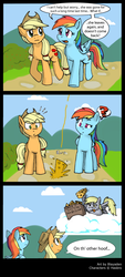 Size: 1600x3546 | Tagged: safe, artist:blayaden, applejack, derpy hooves, rainbow dash, pegasus, pony, g4, cheese, comic, female, mare