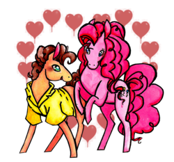 Size: 1154x1074 | Tagged: safe, artist:inya-spring, cheese sandwich, pinkie pie, g4, duo, female, hoers, male, ship:cheesepie, shipping, straight