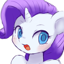 Size: 500x500 | Tagged: safe, artist:yajima, rarity, pony, unicorn, g4, blushing, female, looking at you, mare, open mouth, portrait, simple background, solo, white background