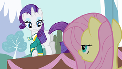 Size: 500x281 | Tagged: safe, screencap, fluttershy, rarity, filli vanilli, g4, out of context