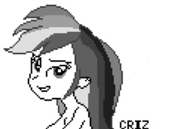 Size: 319x239 | Tagged: safe, artist:criz camacho, rainbow dash, equestria girls, g4, female, game boy, monochrome, pixel art, solo